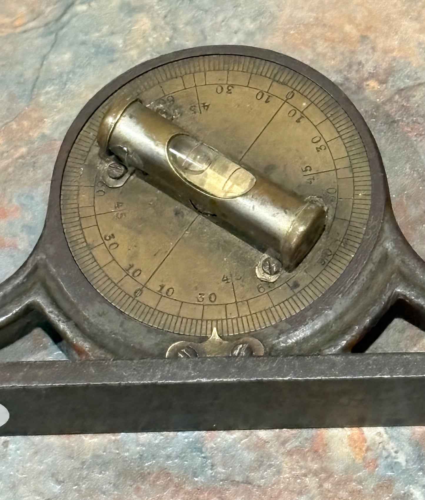 CAST IRON MANTLE INCLINOMETER LEVEL, UNSIGNED, MANUFACTURED ?