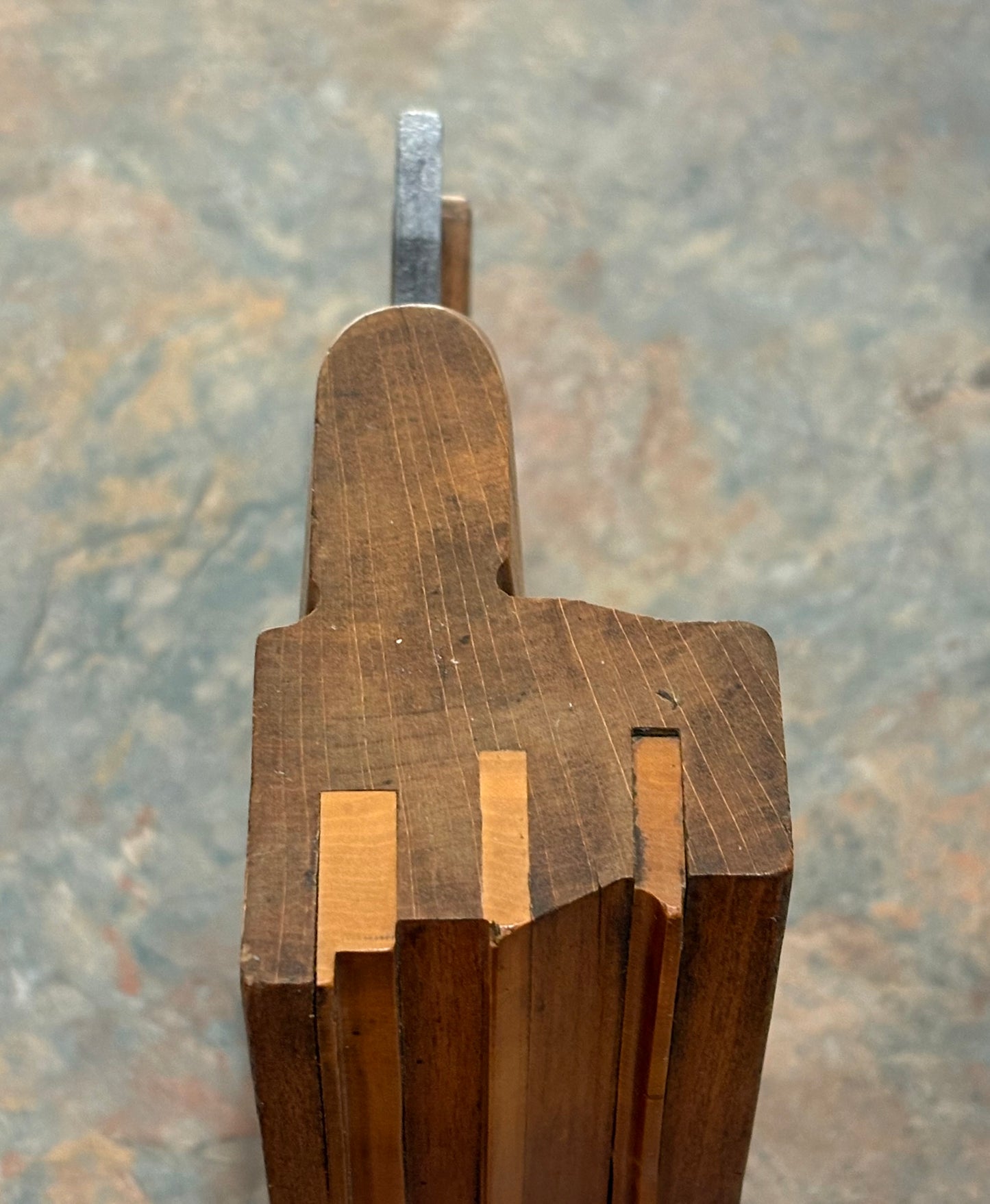 UBER RARE S HUGHES 2 3/8" WIDE TRIPLE BOXED COMPLEX MOULDING PLANE, CA 1790-1810