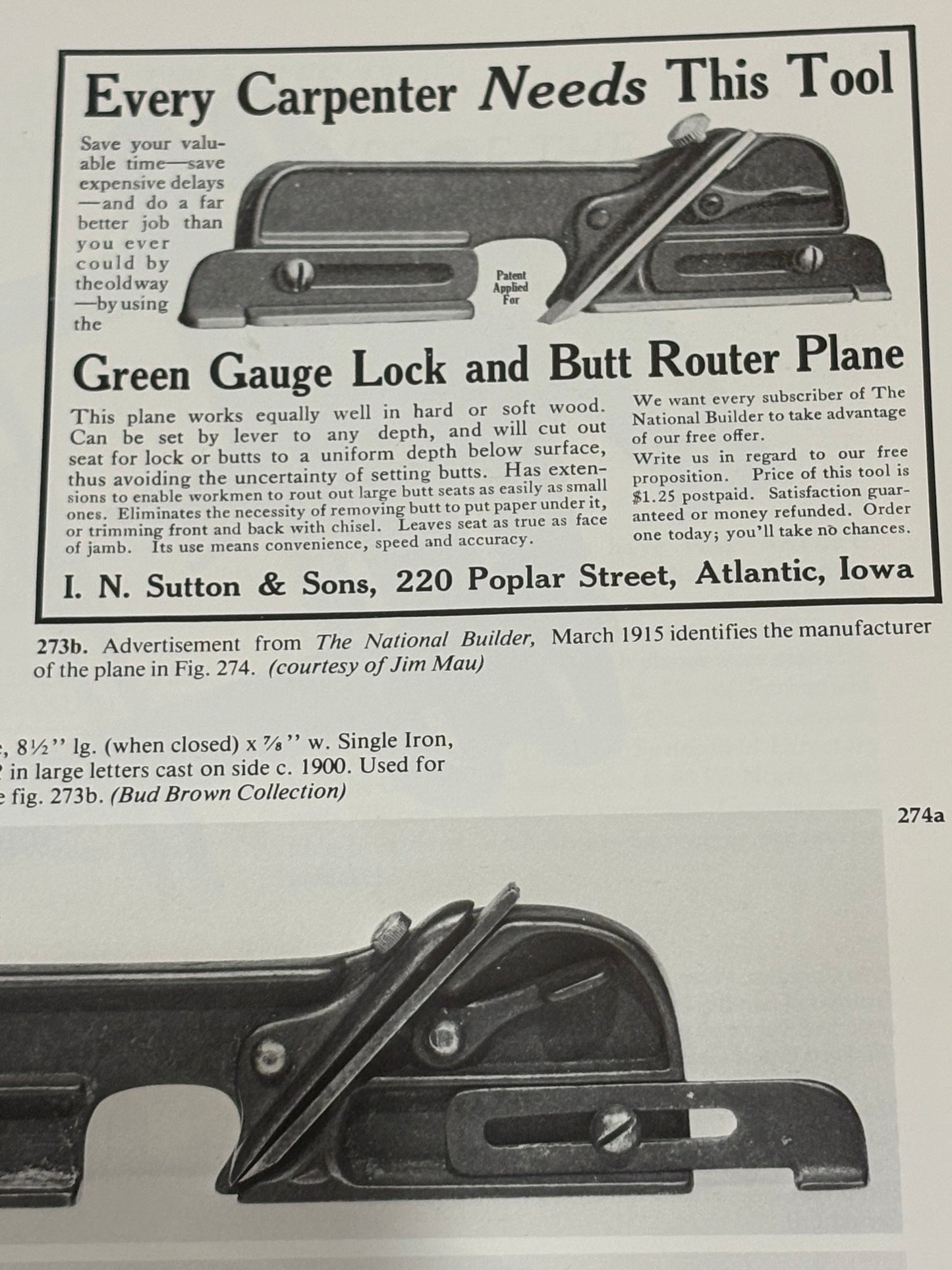 ANTIQUE GREEN GAUGE LOCK & BUTT ROUTER PLANE, GUNMETAL VERSION,FOR HINGES