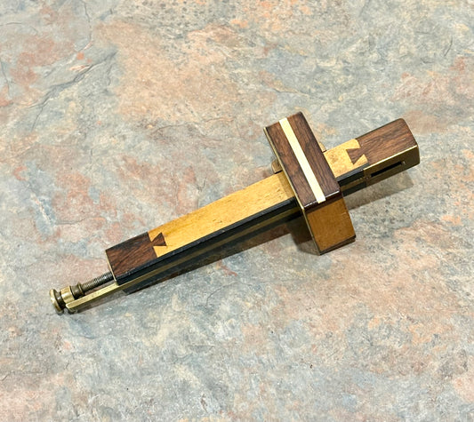 CUSTOM MADE ROSEWOOD, BOXWOOD & IVORY MARKING GAUGE, VERY FINE ADJ, AWESOME PIECE!!