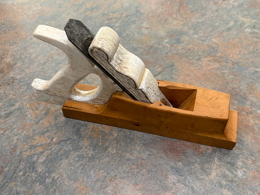 SPECTACULAR ANTIQUE BOXWOOD & WHALEBONE SMOOTH PLANE, 1 OF A KIND, L@@K!!!