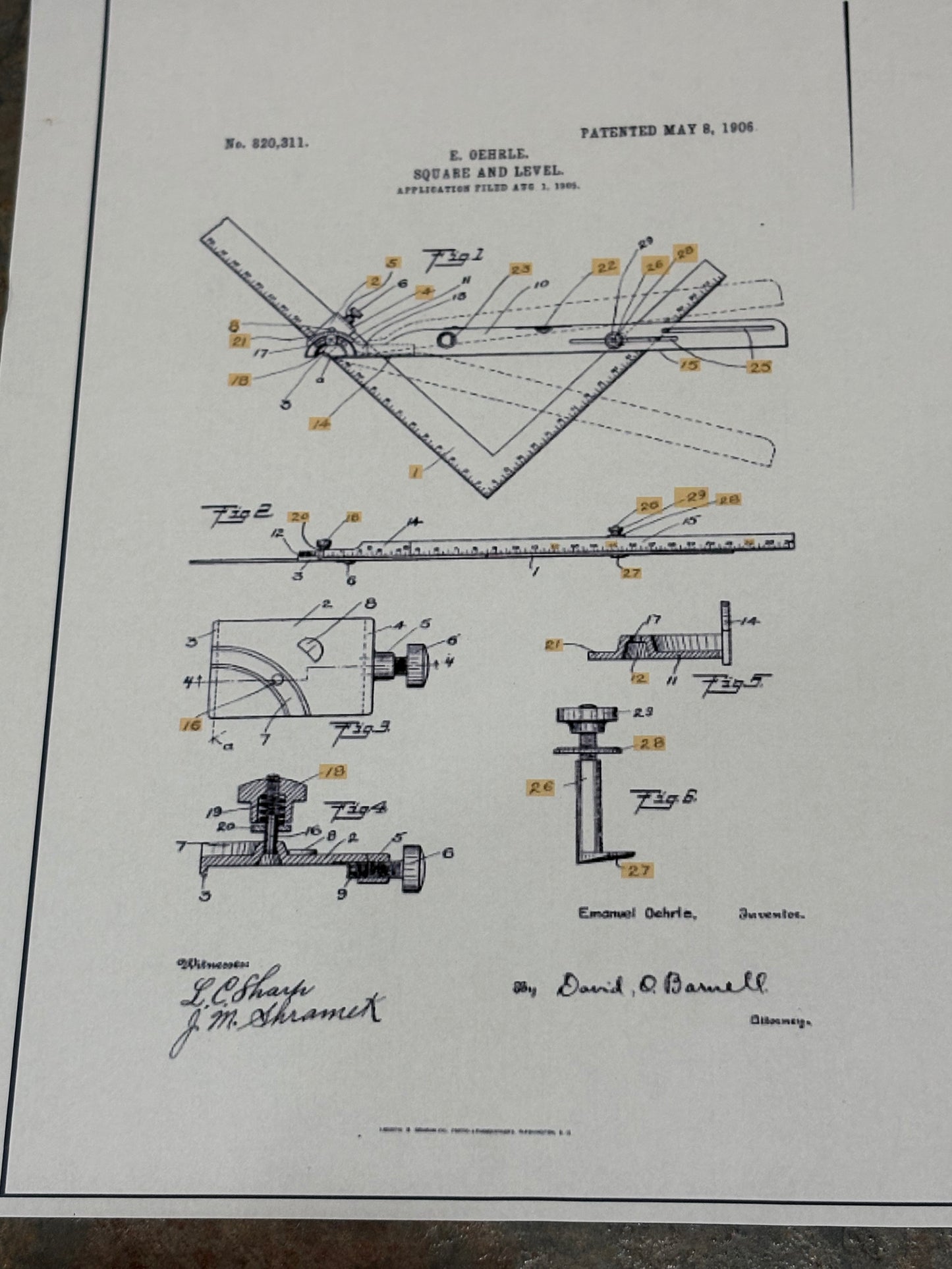 ANTIQUE OEHRLE LEVEL CO., 27" SELF COMPUTING FRAMING LEVEL & SQUARE, L@@K !!!