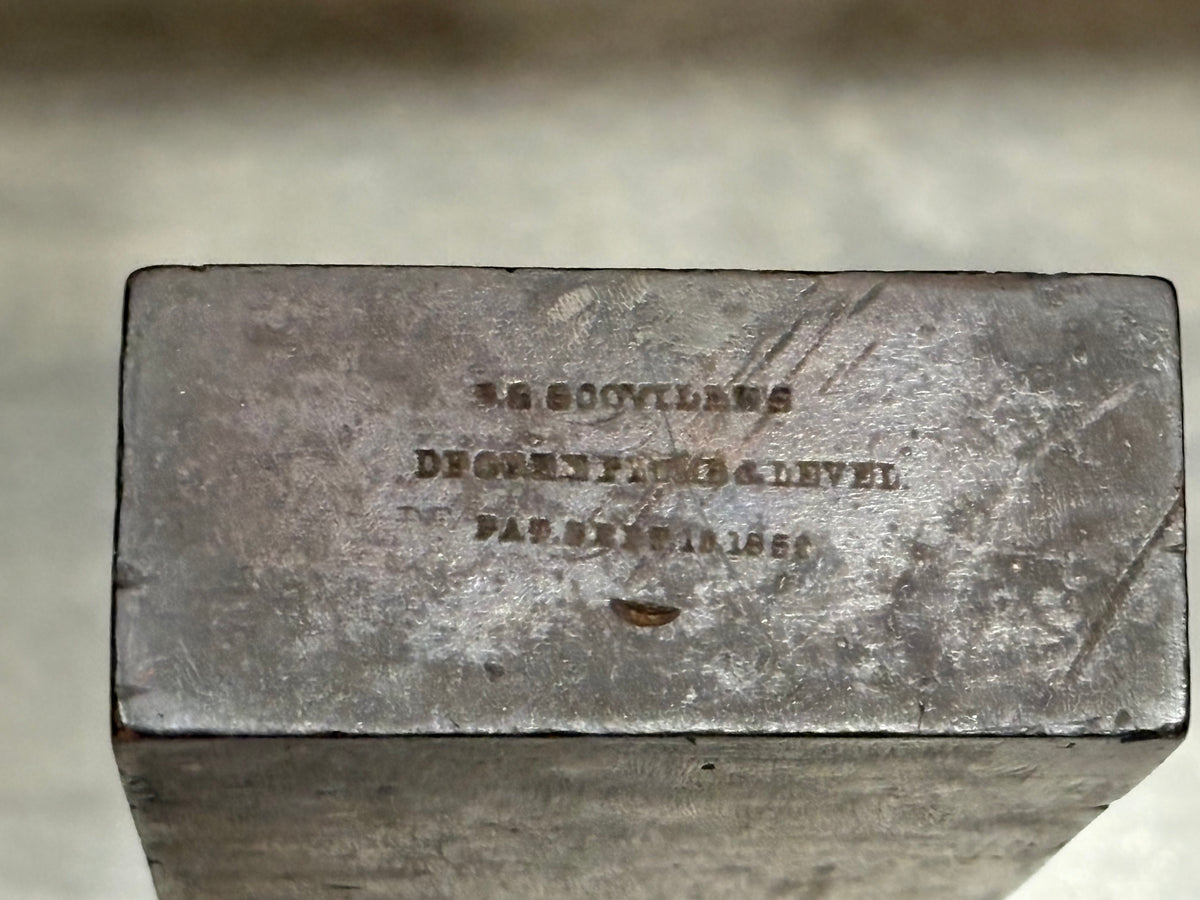 UNHEARD OF T.S. SCOVILLE'S 24" DEGREE PLUMB & LEVEL PAT. SEPT. 13 1859, ORIGINAL LABEL & FLUID !!!