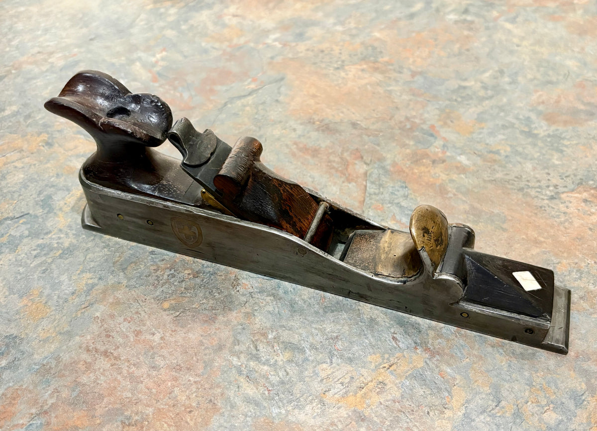 SPECTACULAR EUROPEAN LATE 19TH EARLY 20TH C. STEEL, GUNMETAL, ROSEWOOD & IVORY SMOOTH PLANE