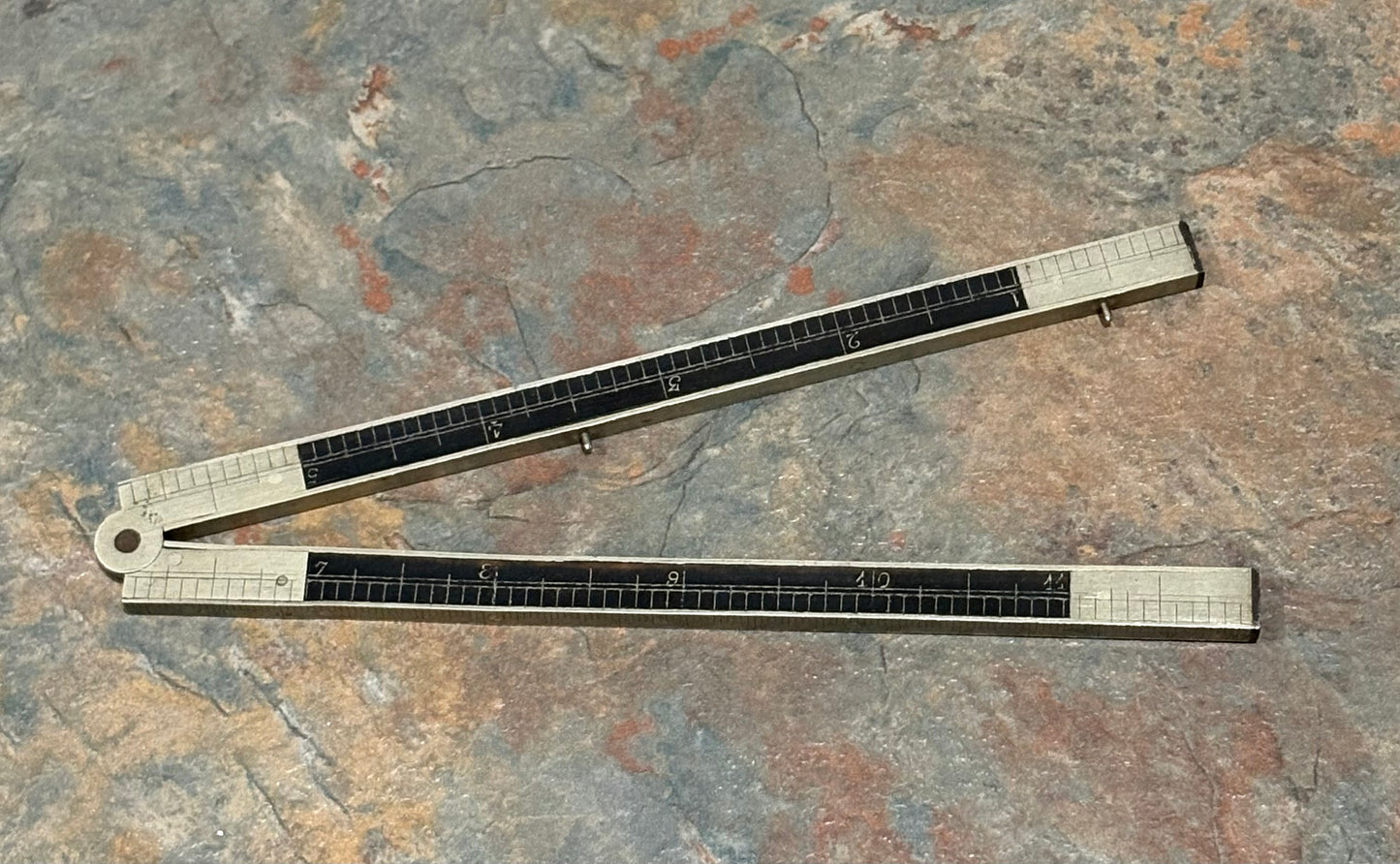 EBONY & GERMAN SILVER 13" 2 FOLD RULE, EXCELLENT CONDITION