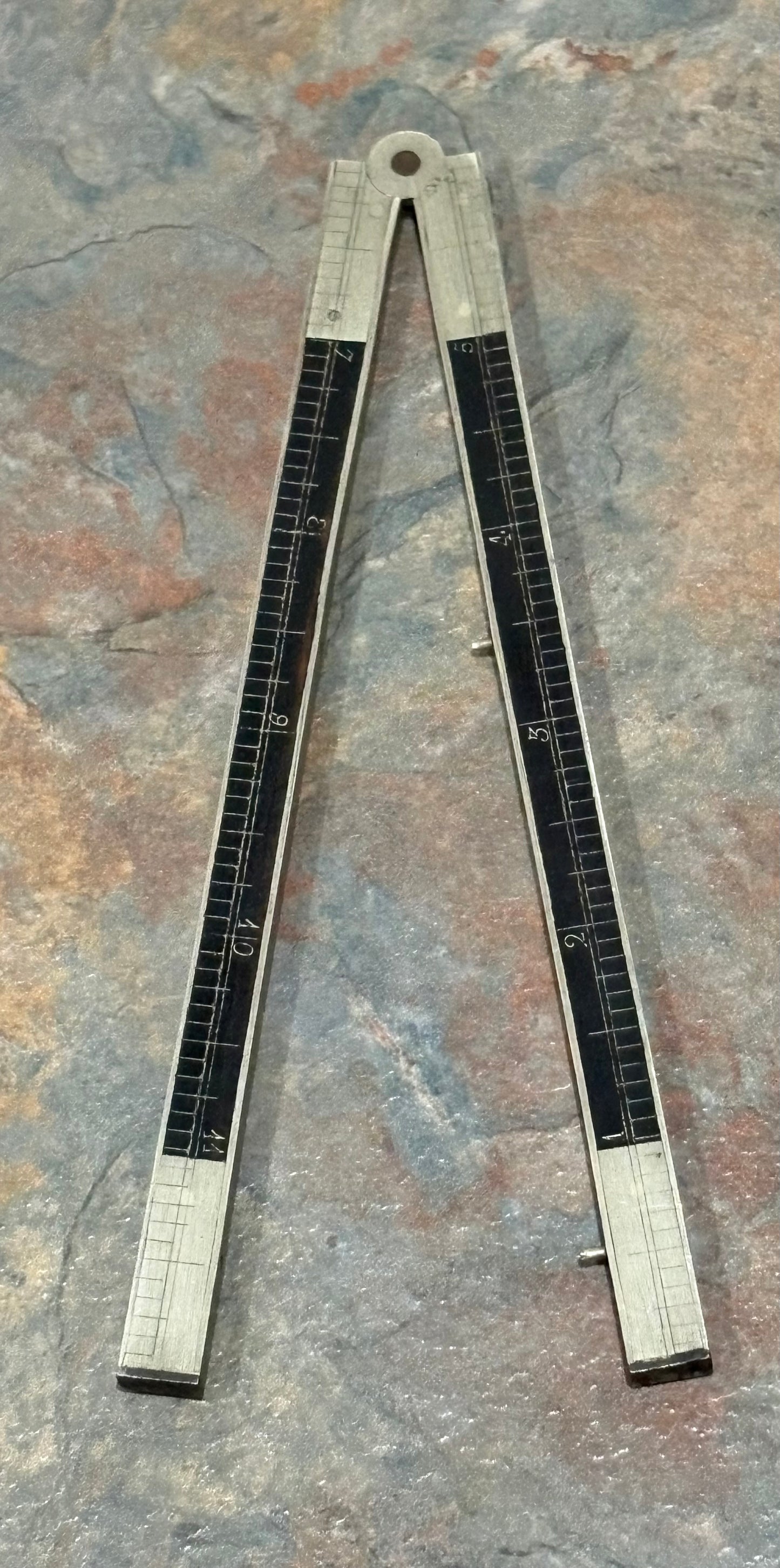 EBONY & GERMAN SILVER 13" 2 FOLD RULE, EXCELLENT CONDITION