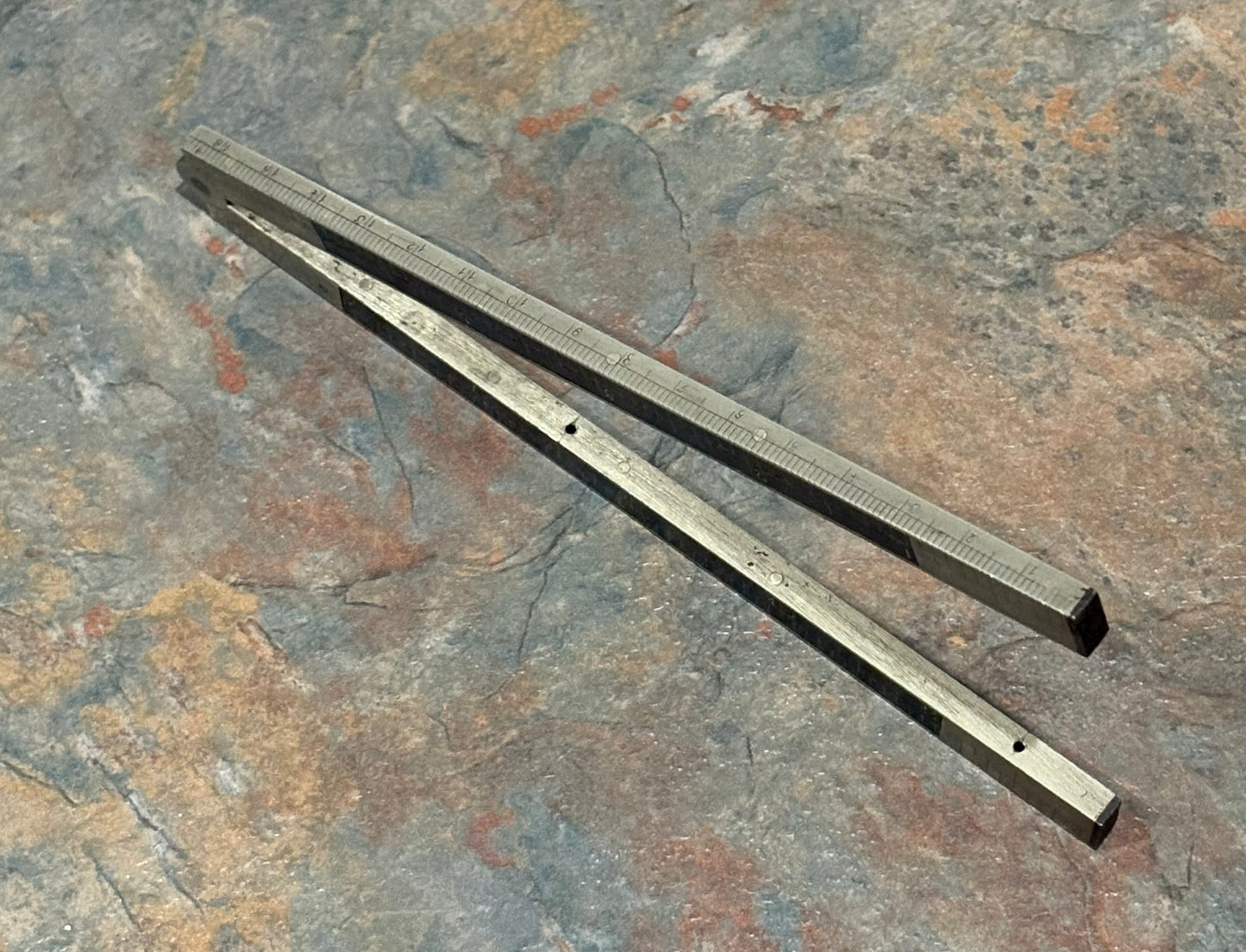 EBONY & GERMAN SILVER 13" 2 FOLD RULE, EXCELLENT CONDITION