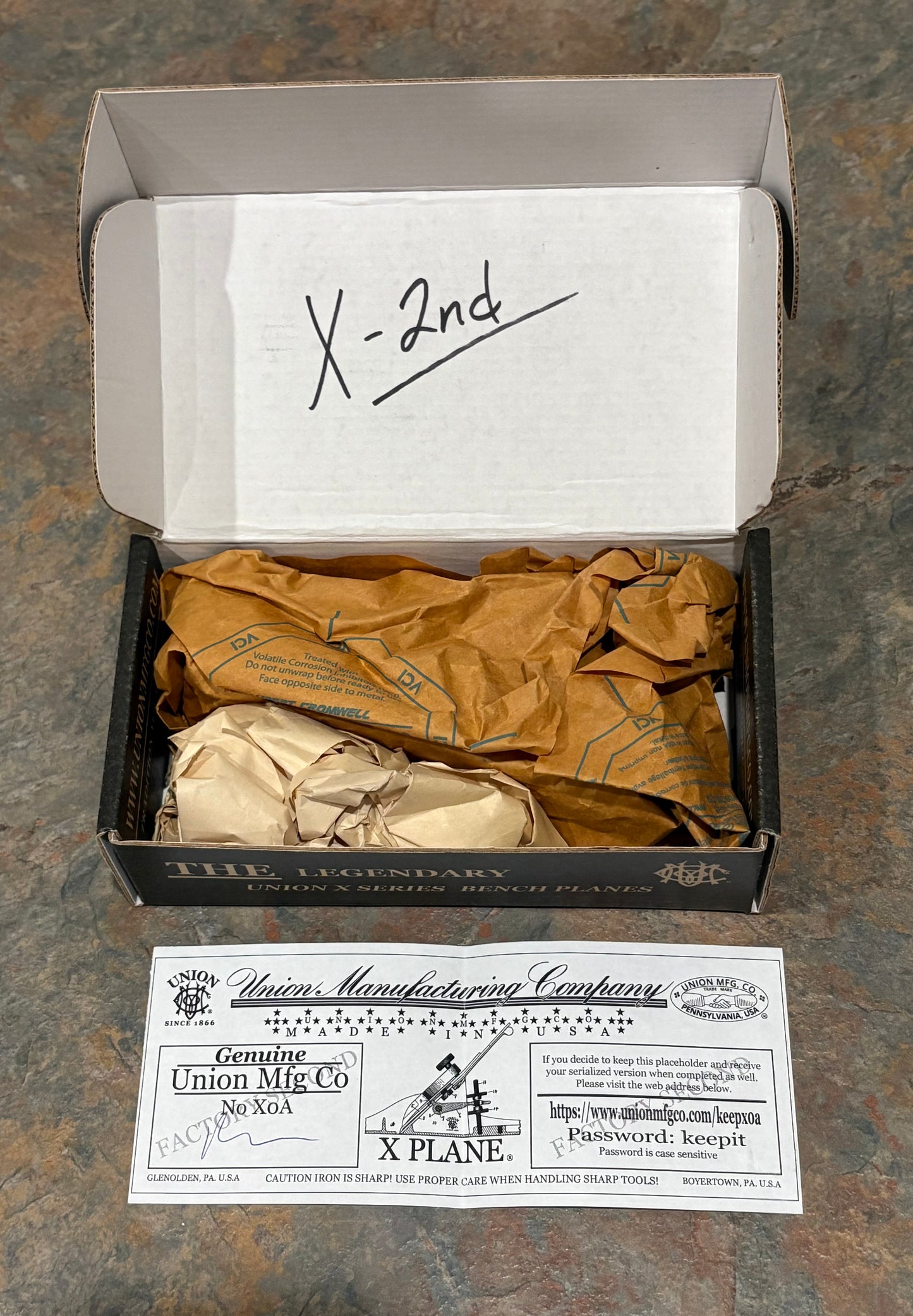 UNION MFG. CO. NO. XOA, # 1 SMOOTH PLANE, ONLY 67 "SECONDS" MADE, IOB,