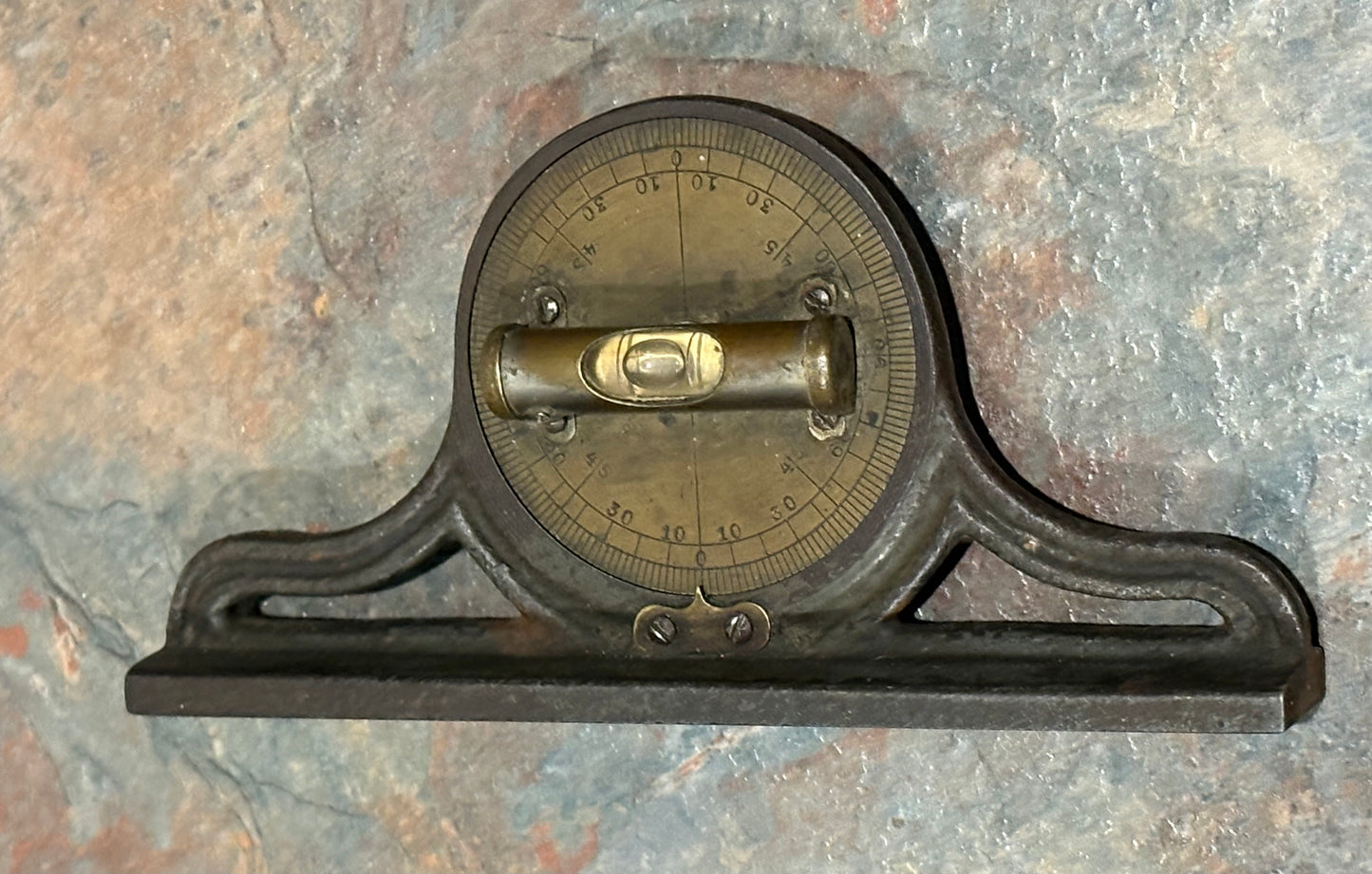 CAST IRON MANTLE INCLINOMETER LEVEL, UNSIGNED, MANUFACTURED ?
