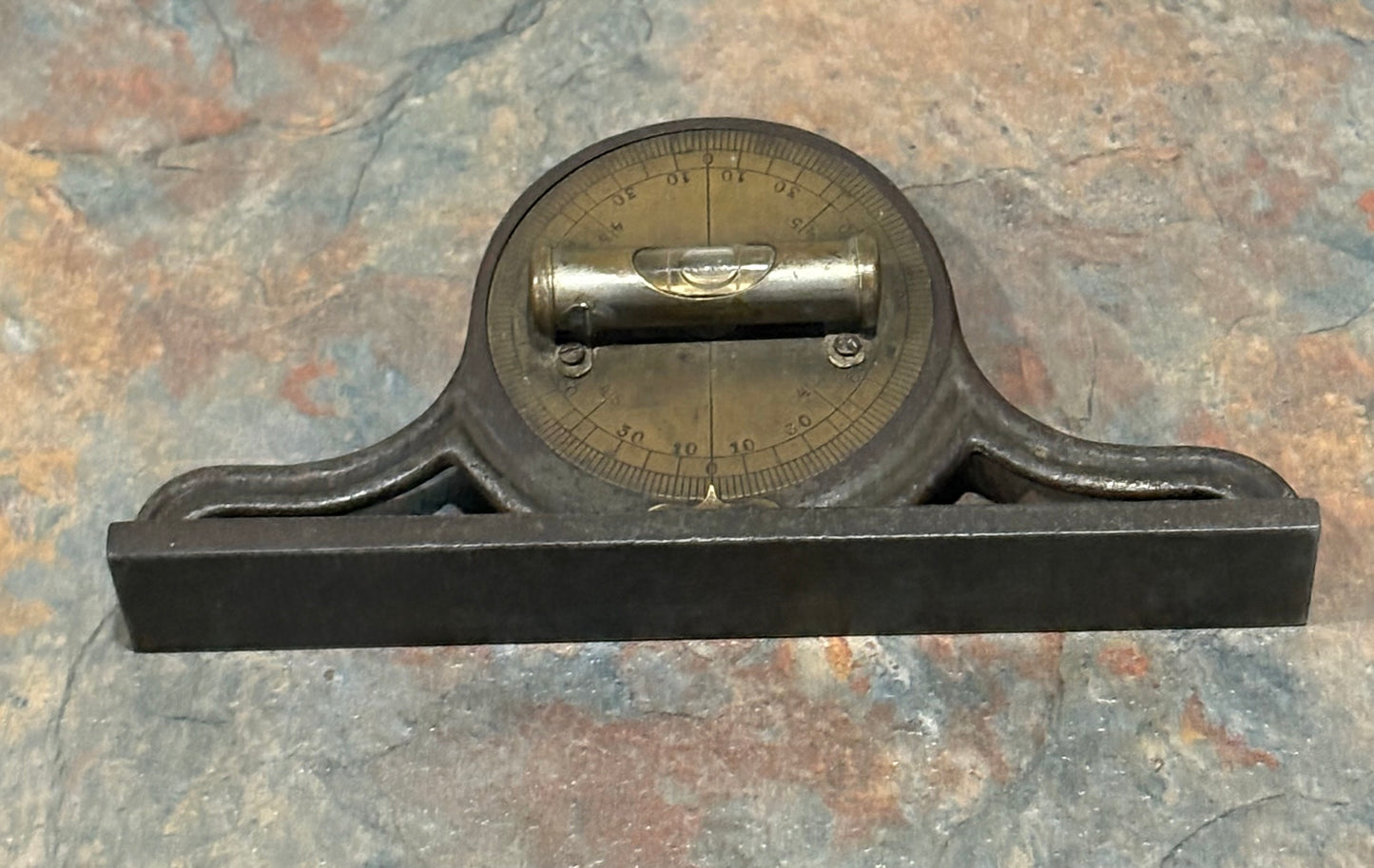 CAST IRON MANTLE INCLINOMETER LEVEL, UNSIGNED, MANUFACTURED ?