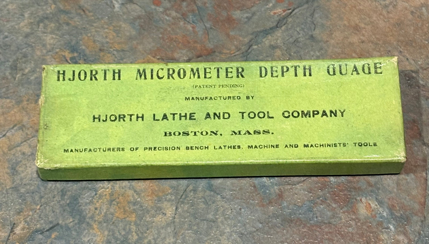 HJORTH MICROMETER DEPTH GUAGE IOB, MINT CONDITION WITH DIRECTIONS