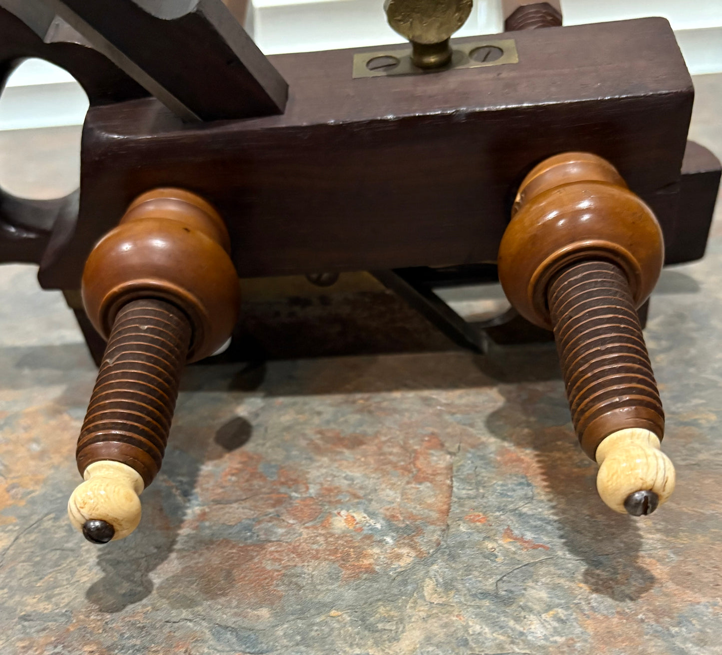 AUBURN TOOL CO. ROSEWOOD & BOXWOOD PLOW PLANE WITH IVORY TIPS
