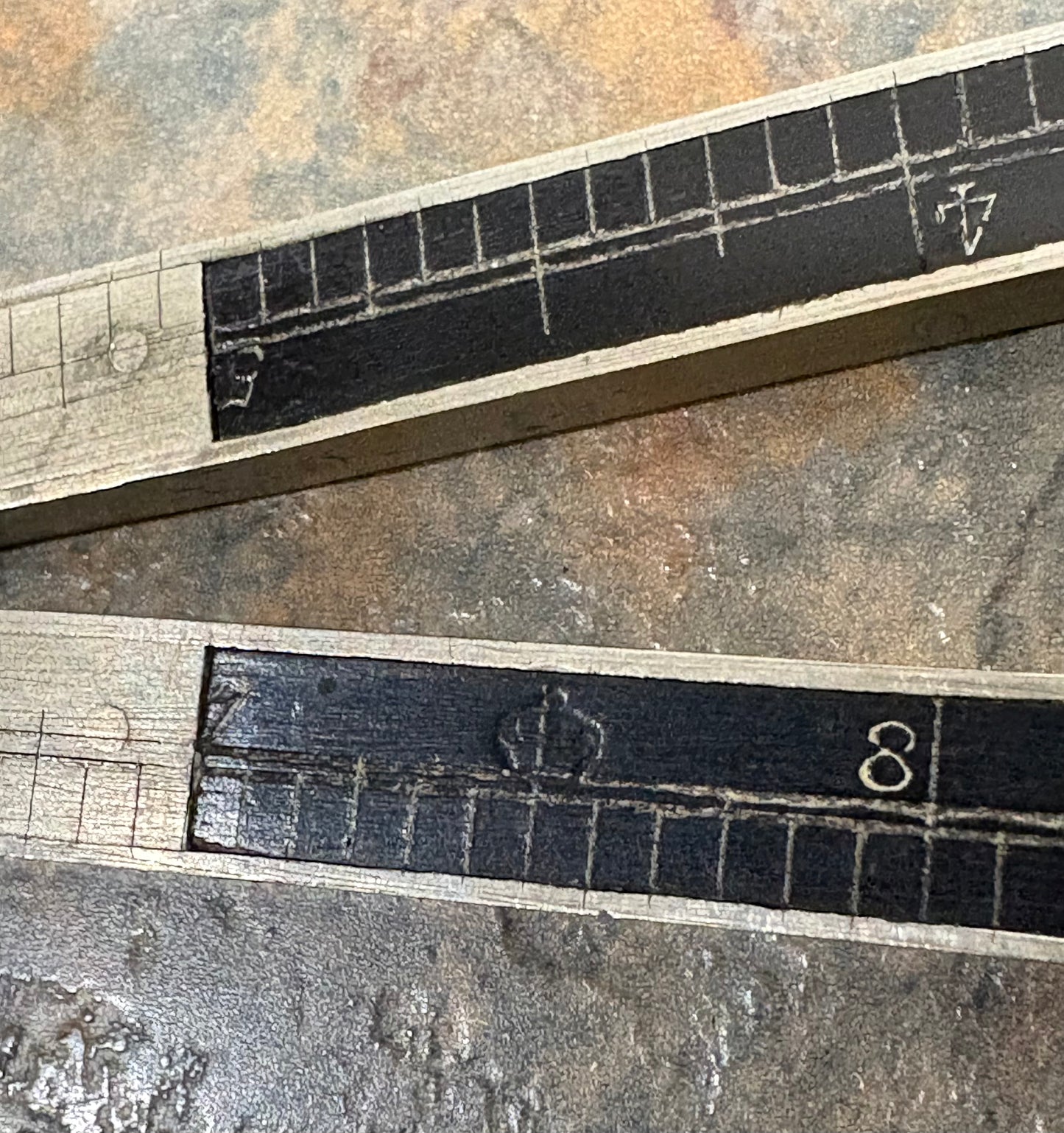 EBONY & GERMAN SILVER 13" 2 FOLD RULE, EXCELLENT CONDITION