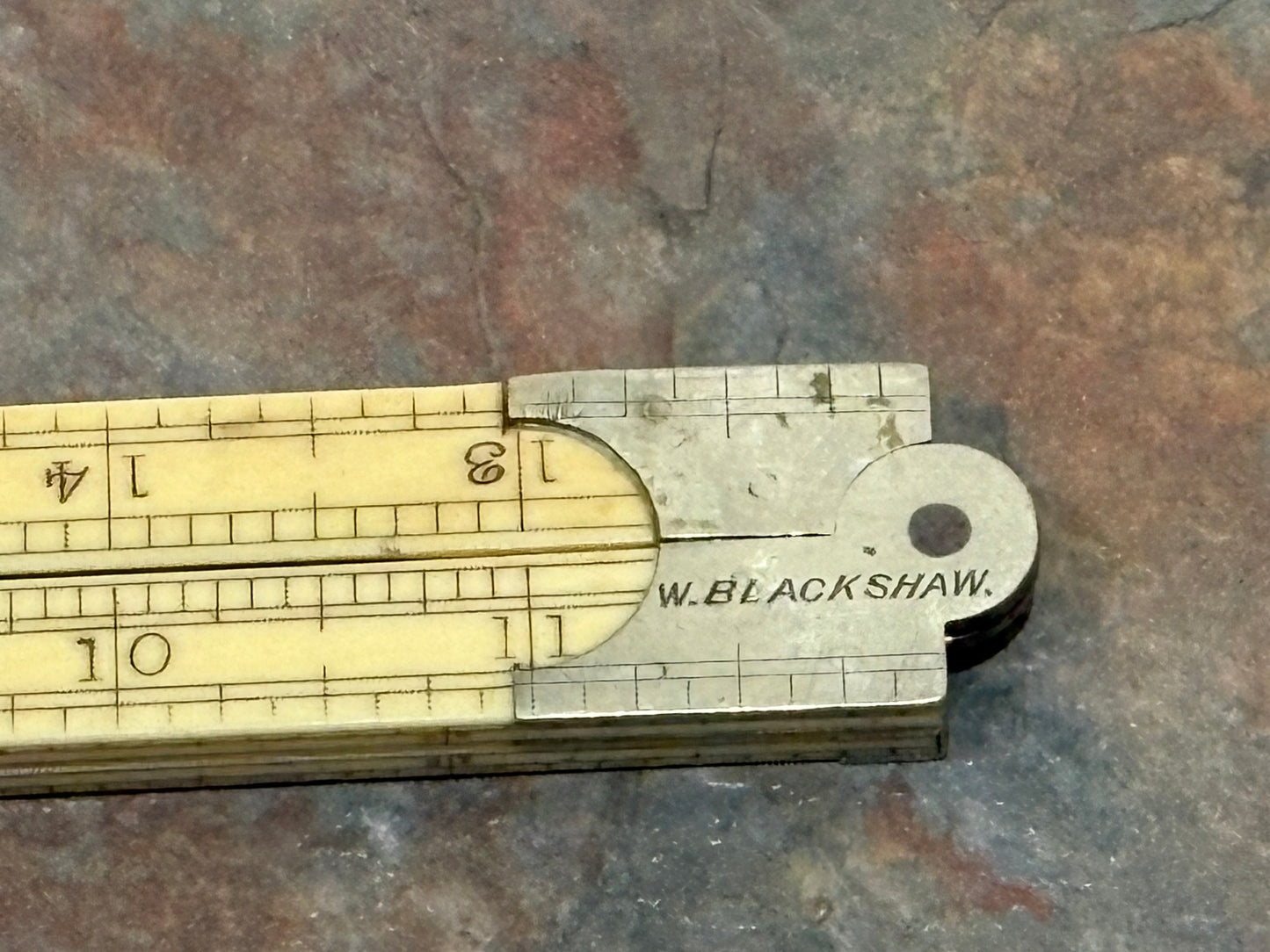 J. RABONE & SONS, BIRMINGHAM, 2 FT. 4 FOLD IVORY ARCHITECTS RULE, C.1870'S