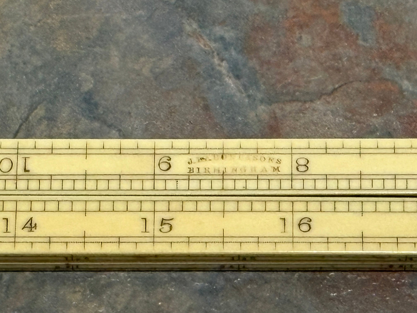 J. RABONE & SONS, BIRMINGHAM, 2 FT. 4 FOLD IVORY ARCHITECTS RULE, C.1870'S