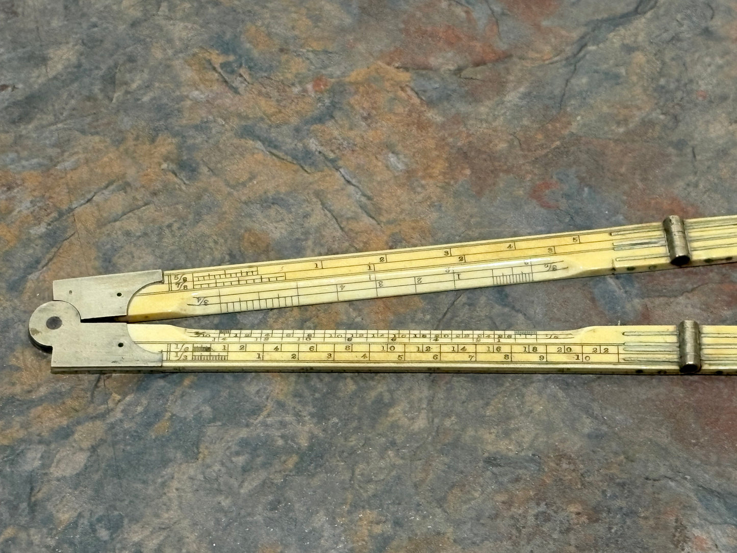 J. RABONE & SONS, BIRMINGHAM, 2 FT. 4 FOLD IVORY ARCHITECTS RULE, C.1870'S