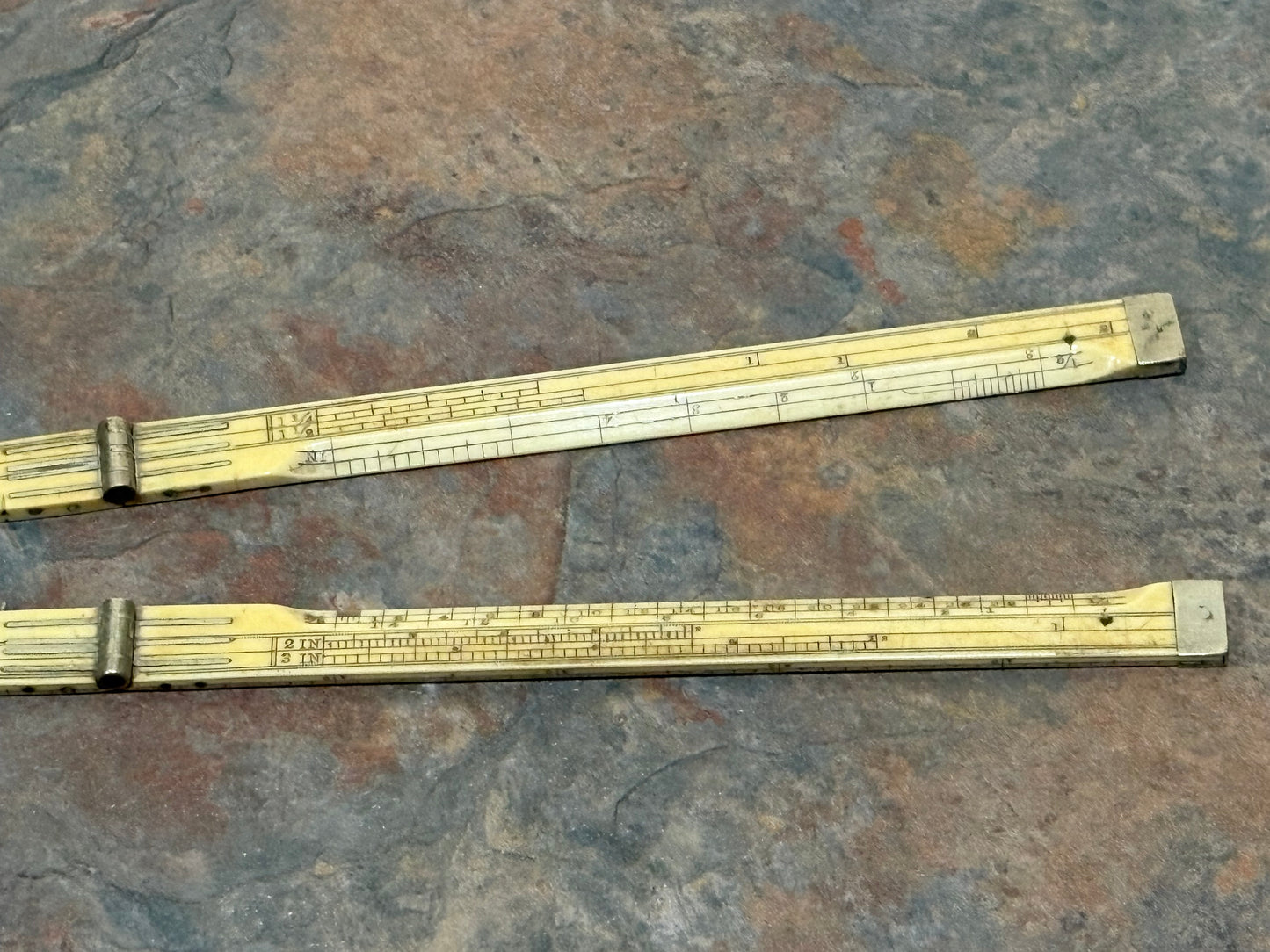 J. RABONE & SONS, BIRMINGHAM, 2 FT. 4 FOLD IVORY ARCHITECTS RULE, C.1870'S