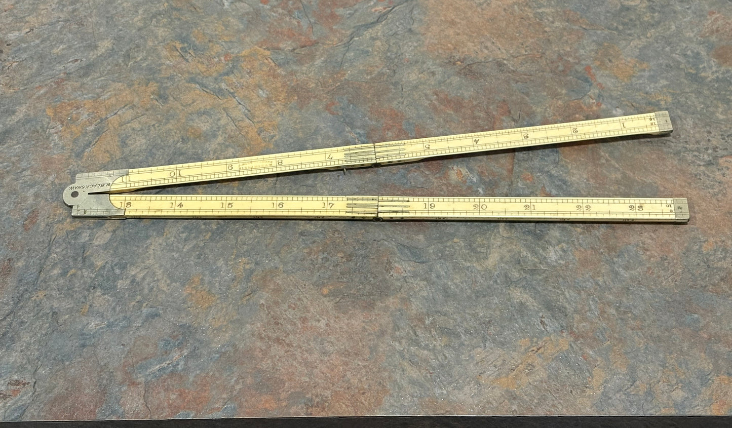 J. RABONE & SONS, BIRMINGHAM, 2 FT. 4 FOLD IVORY ARCHITECTS RULE, C.1870'S