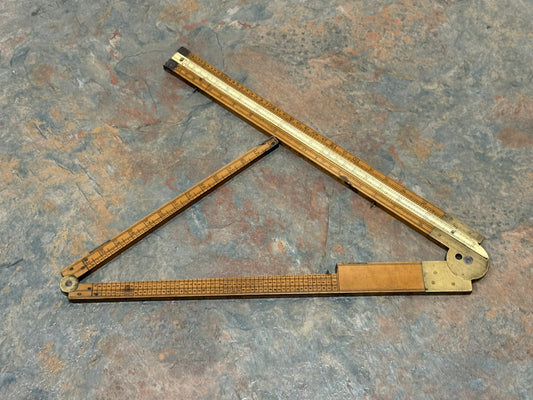 T COULSELL 2' 3 FOLD BOXWOOD TIMBER RULE, IVORY LOG SLIDE, 1815-1836, LONDON