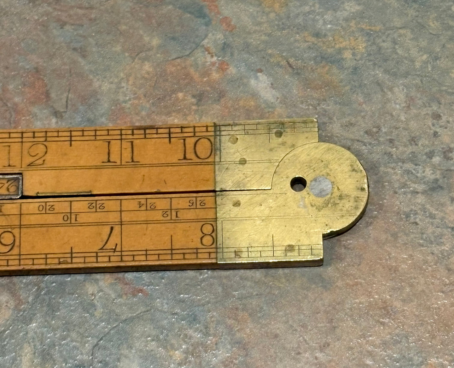 T COULSELL 2' 3 FOLD BOXWOOD TIMBER RULE, IVORY LOG SLIDE, 1815-1836, LONDON