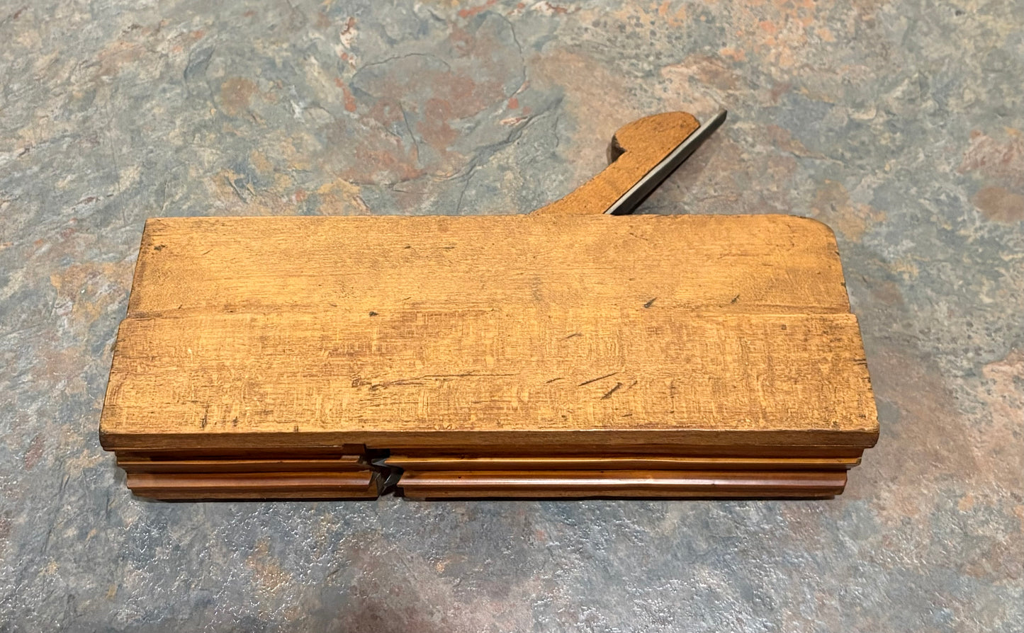 UBER RARE S HUGHES 2 3/8" WIDE TRIPLE BOXED COMPLEX MOULDING PLANE, CA 1790-1810