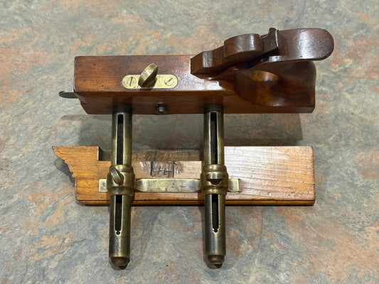 BEAUTIFUL A. MATHIESON & SON BRASS STEM ARM PLOW PLANE, NICE PATINA
