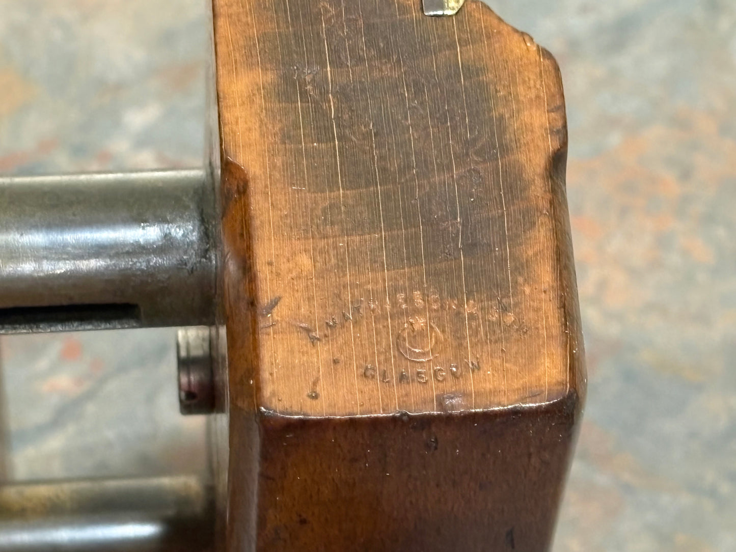 BEAUTIFUL A. MATHIESON & SON BRASS STEM ARM PLOW PLANE, NICE PATINA