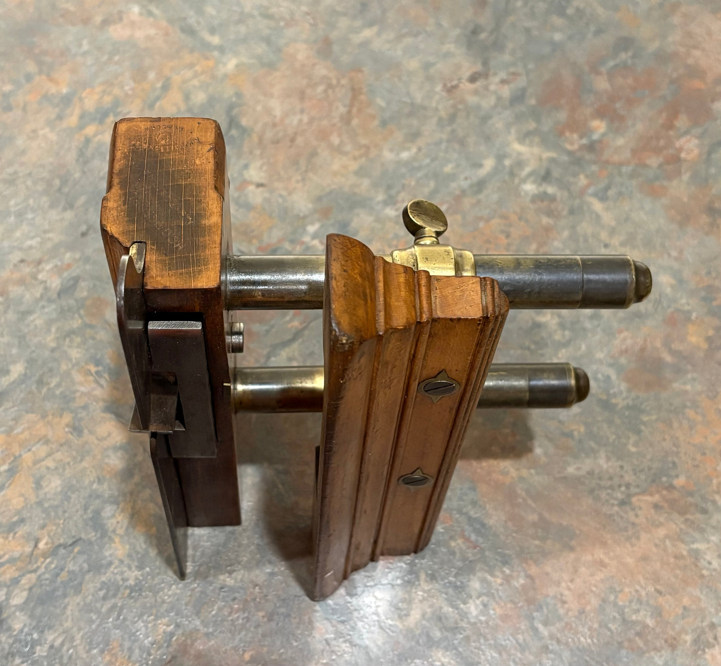 BEAUTIFUL A. MATHIESON & SON BRASS STEM ARM PLOW PLANE, NICE PATINA