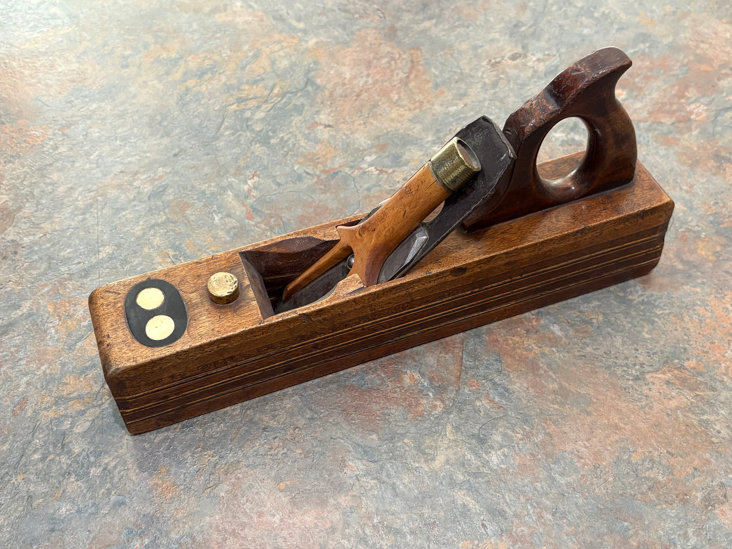ANTIQUE MULTILAYERED LAMINATED PLANE, BOXWOOD, MAHOGANY, ROSEWOOD, EBONY, IVORY !!!!