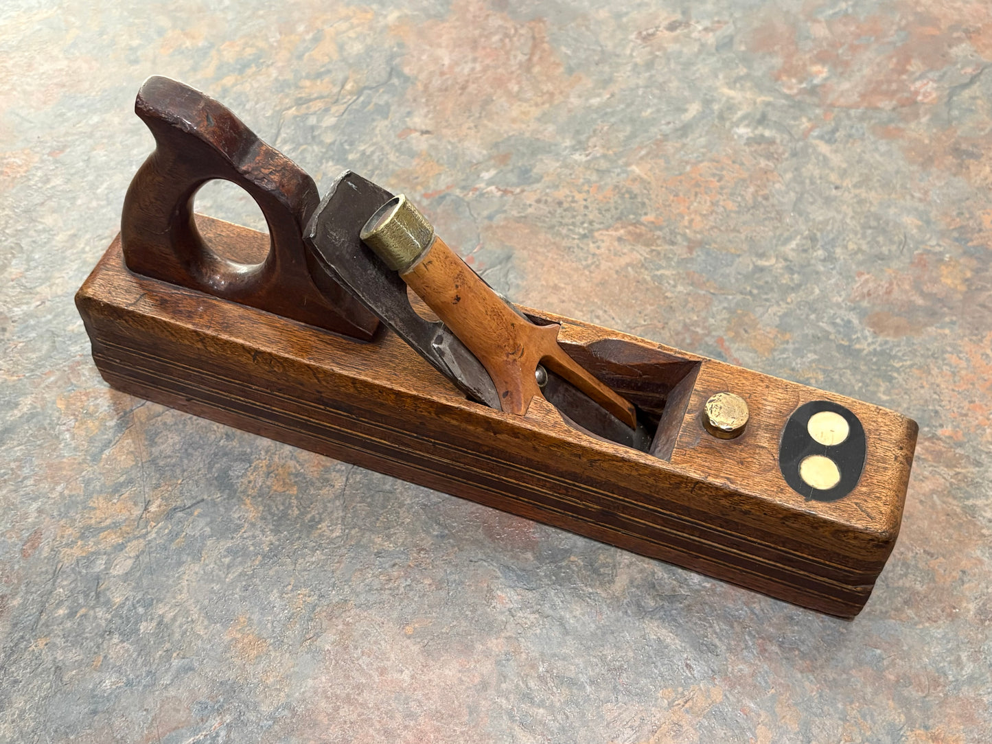 ANTIQUE MULTILAYERED LAMINATED PLANE, BOXWOOD, MAHOGANY, ROSEWOOD, EBONY, IVORY !!!!