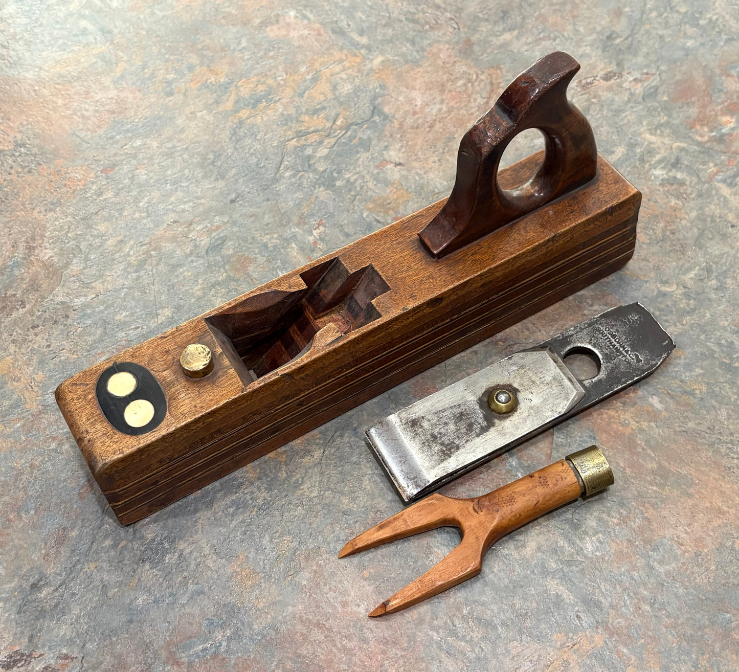 ANTIQUE MULTILAYERED LAMINATED PLANE, BOXWOOD, MAHOGANY, ROSEWOOD, EBONY, IVORY !!!!
