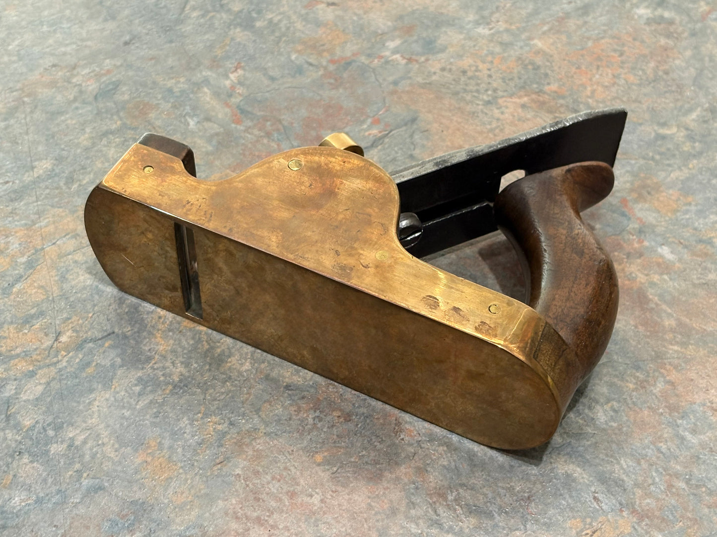 ANTIQUE 8" GUNMETAL INFILL SMOOTH PLANE, MAHOGANY INFILL ?, ALMOST 4 LBS !!