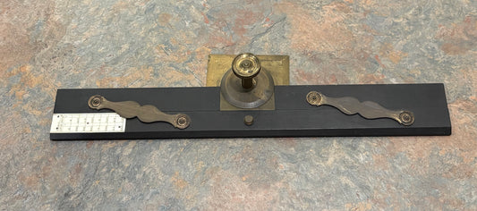 ANTIQUE EBONY & BRASS PARALLEL RULE, S.C. POTTER, POULTRY, LONDON, IVORY INSERT