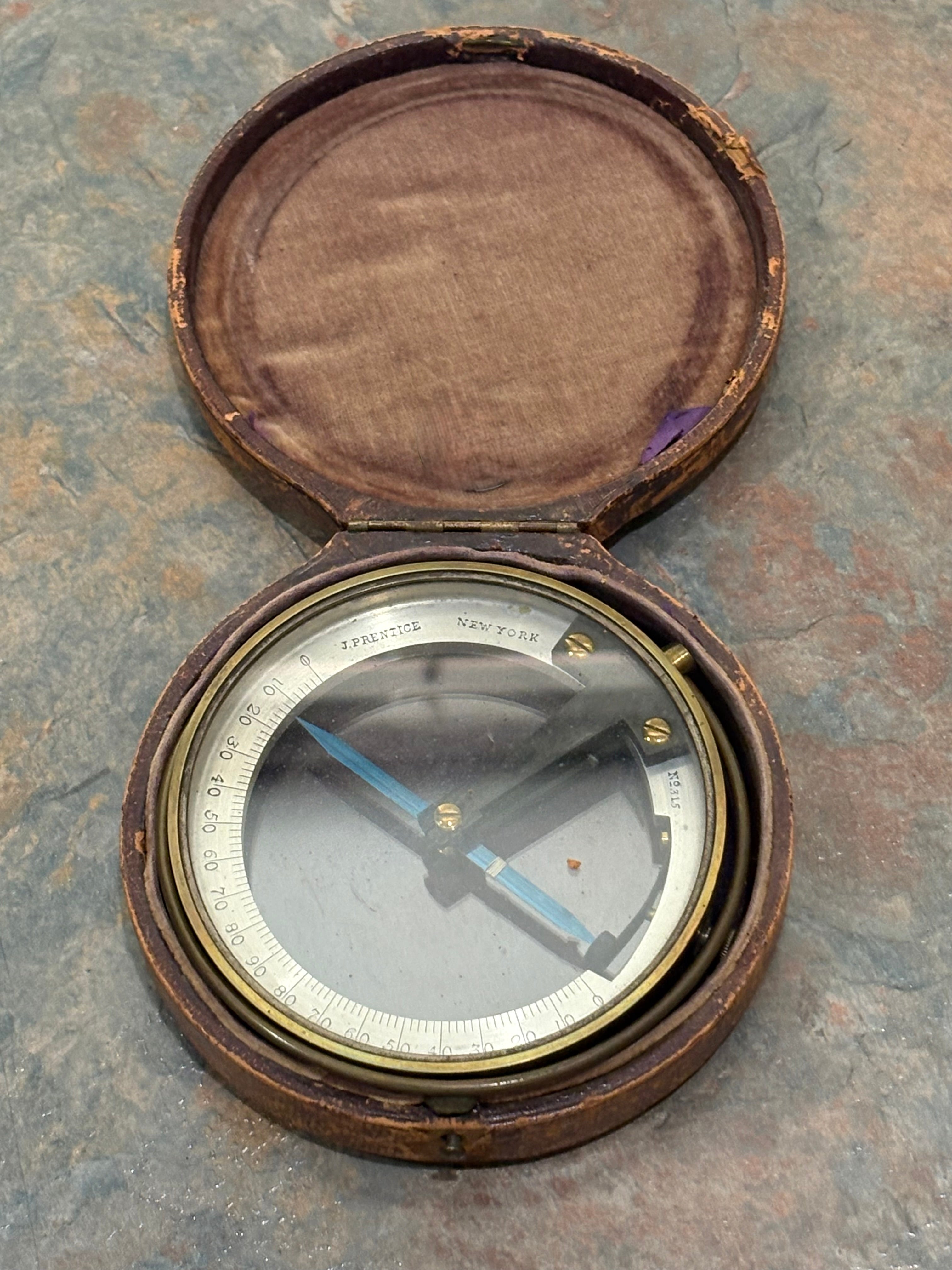 ANTIQUE J. PRENTICE, NEW YORK, SURVEYOR'S COMPASS, MINT IOB !! 1812-18 ...