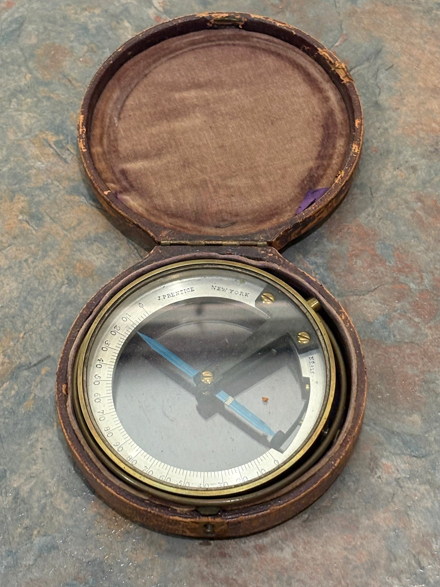 ANTIQUE J. PRENTICE, NEW YORK, SURVEYOR'S COMPASS, MINT IOB !! 1812-1888
