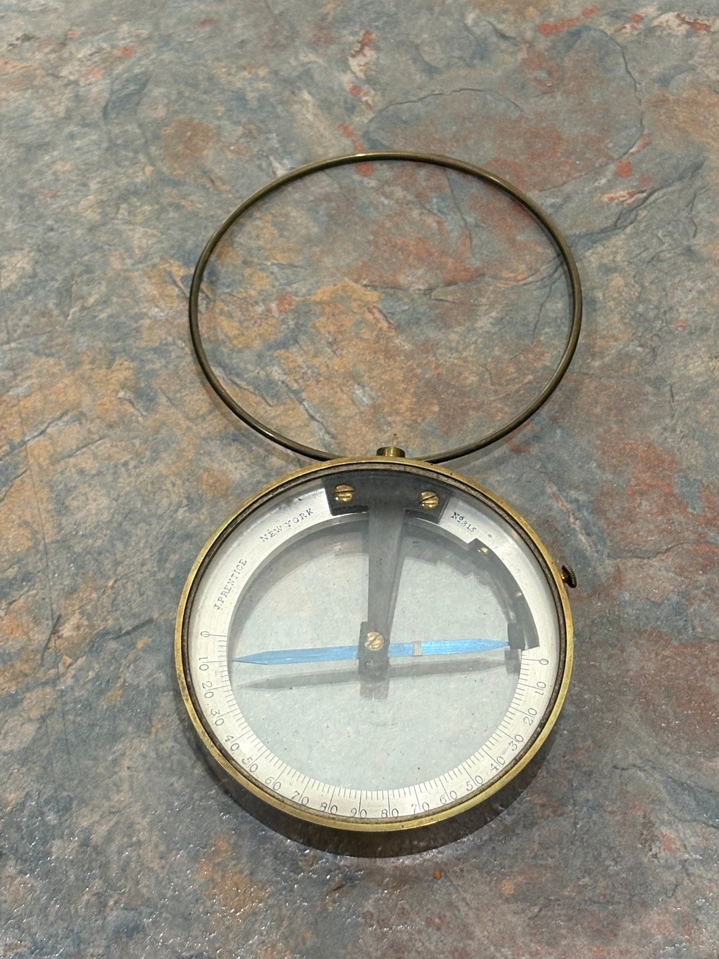 ANTIQUE J. PRENTICE, NEW YORK, SURVEYOR'S COMPASS, MINT IOB !! 1812-1888