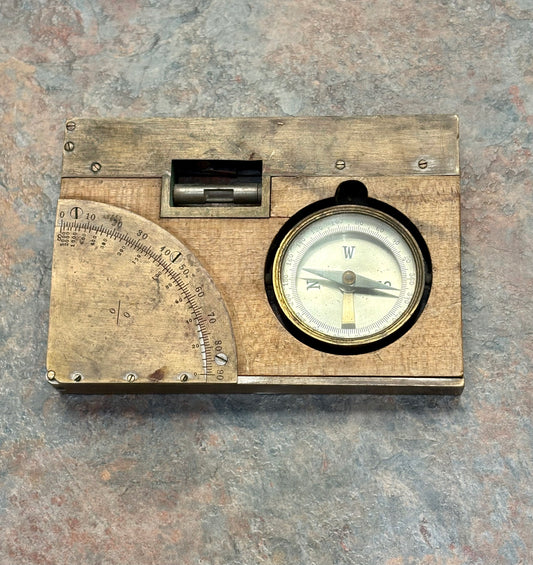 ANTIQUE UNMARKED MINERS / SURVEYORS 5" LEVEL, LIETZ MAKER ?, SIGHTS, COMPASS