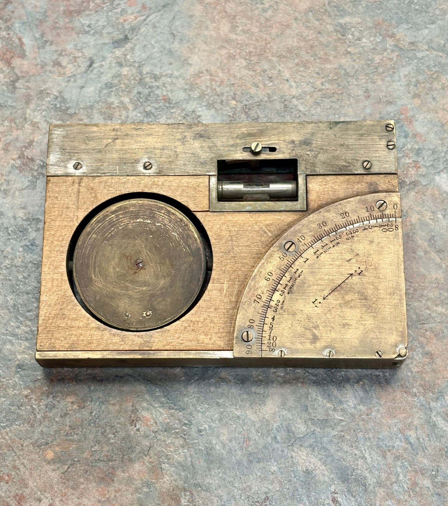 ANTIQUE UNMARKED MINERS / SURVEYORS 5" LEVEL, LIETZ MAKER ?, SIGHTS, COMPASS