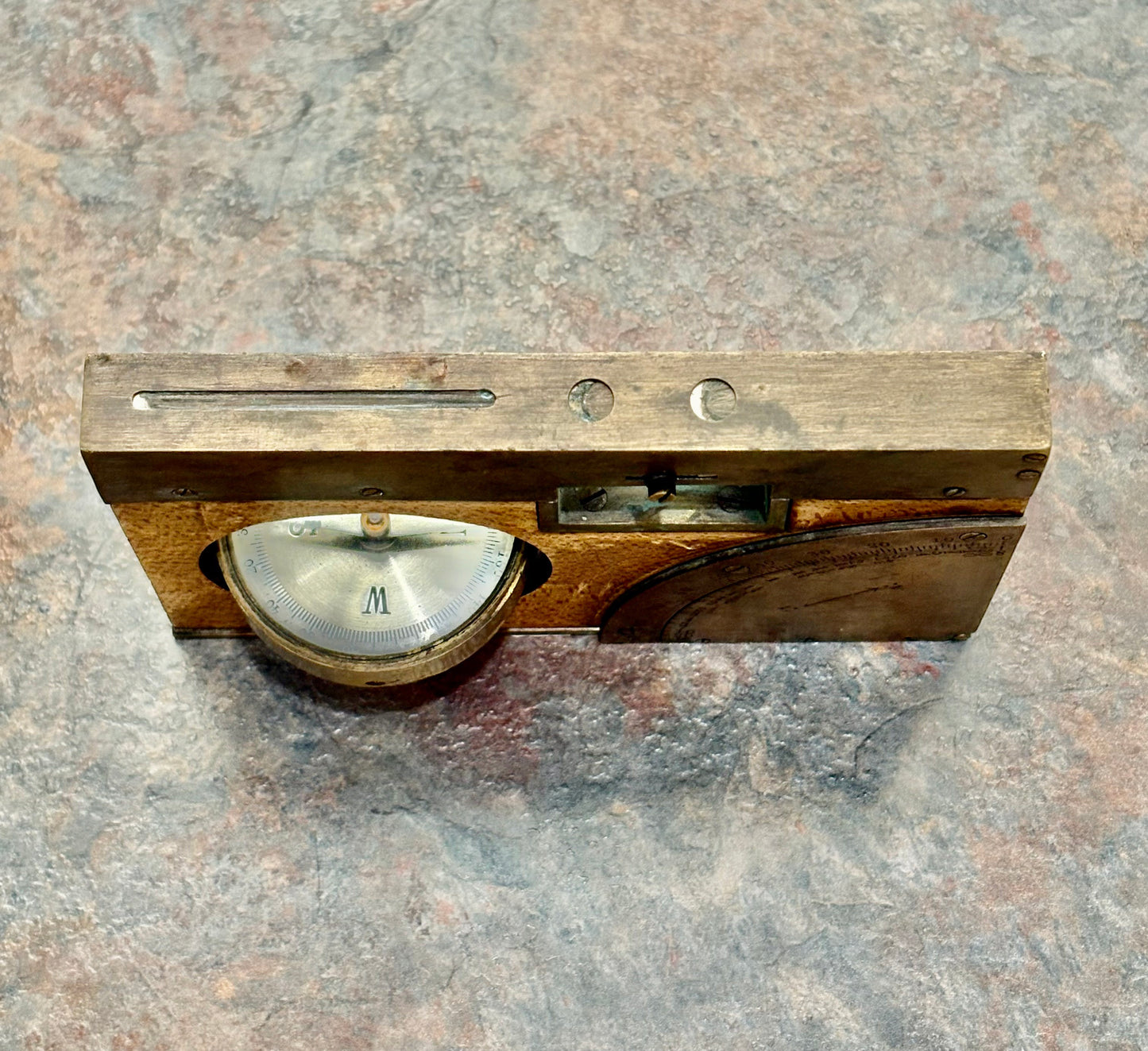 ANTIQUE UNMARKED MINERS / SURVEYORS 5" LEVEL, LIETZ MAKER ?, SIGHTS, COMPASS
