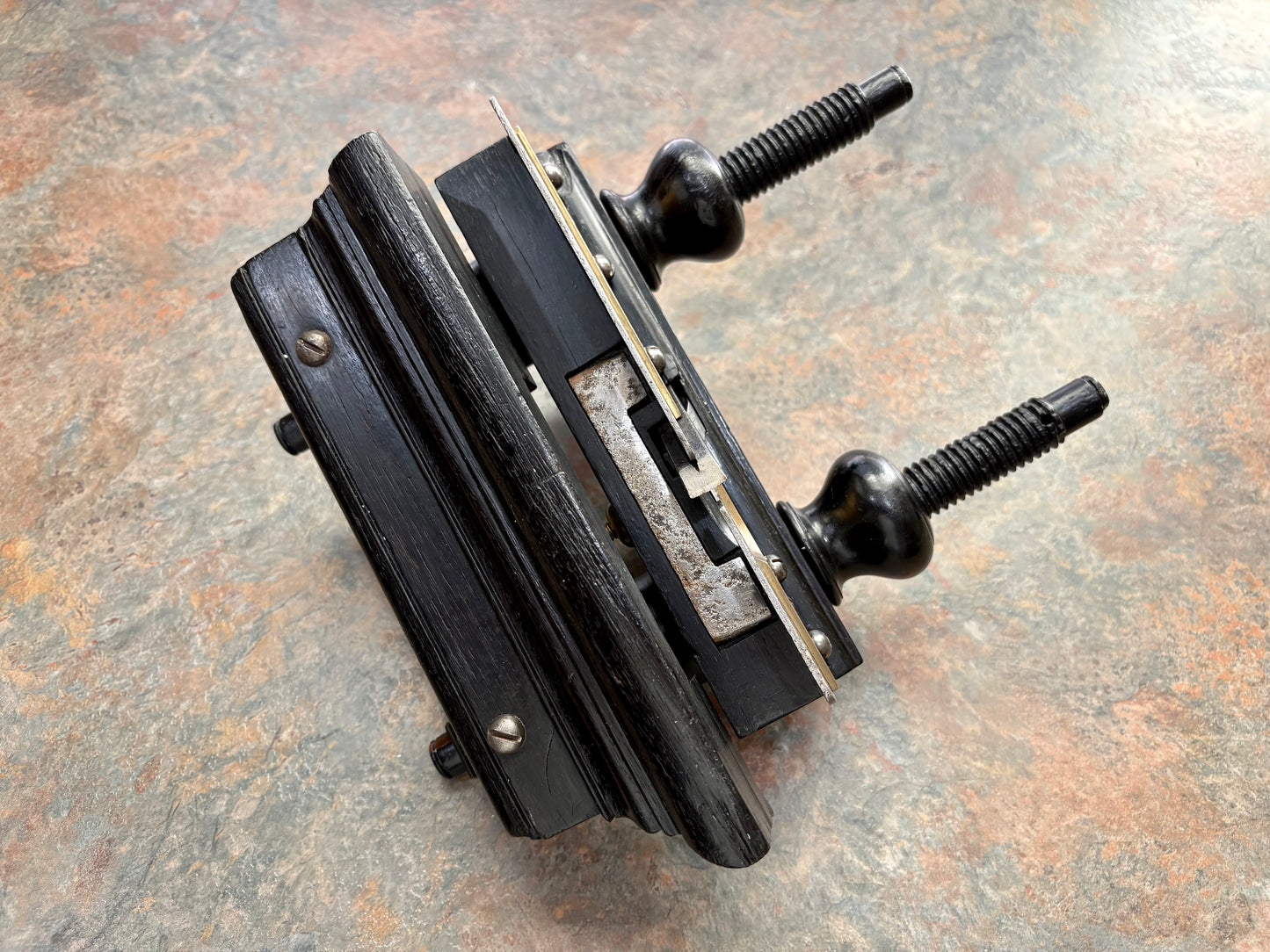 ANTIQUE UNMARKED SOLID EBONY UNHANDLED PLOW PLANE