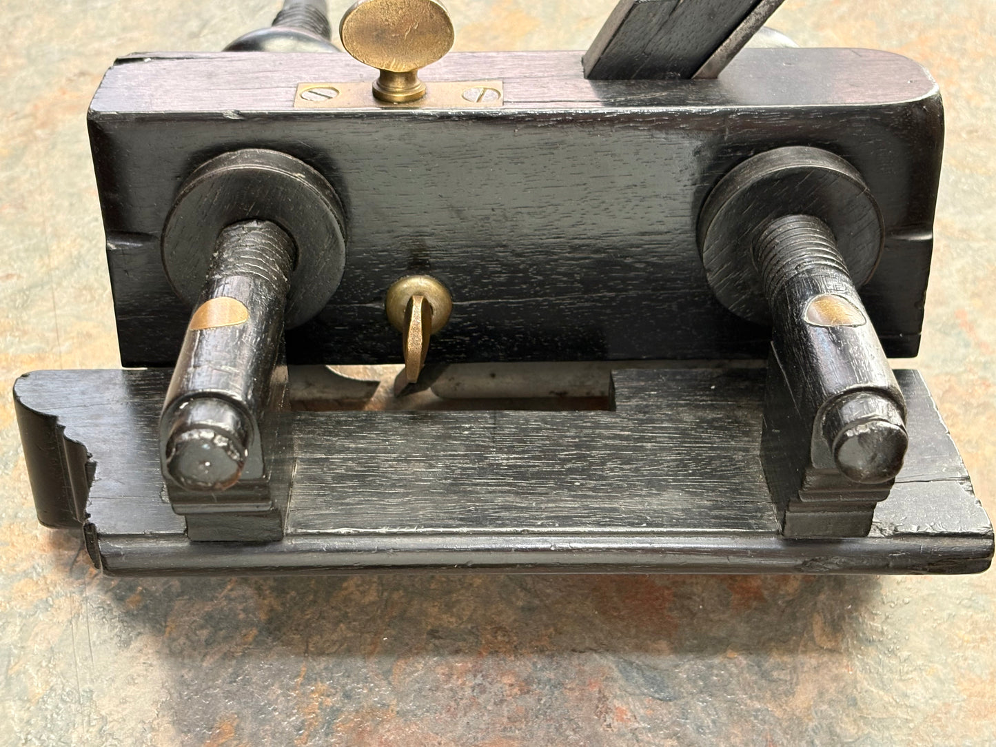 ANTIQUE UNMARKED SOLID EBONY UNHANDLED PLOW PLANE