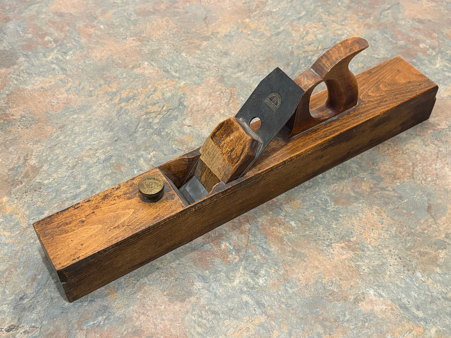 ANTIQUE C.J. SPENCER PATENTED JOINTER PLANE, PAT. MAY 6, 1873, THROAT INSERT