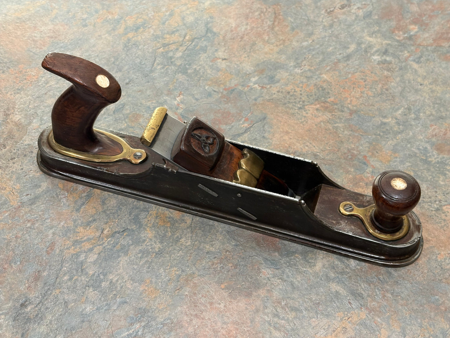 AMAZING ANTIQUE GERMAN OR ALSATIAN JACK PLANE, ROSEWOOD, IVORY, DAVID RUSSELL COLLECTION