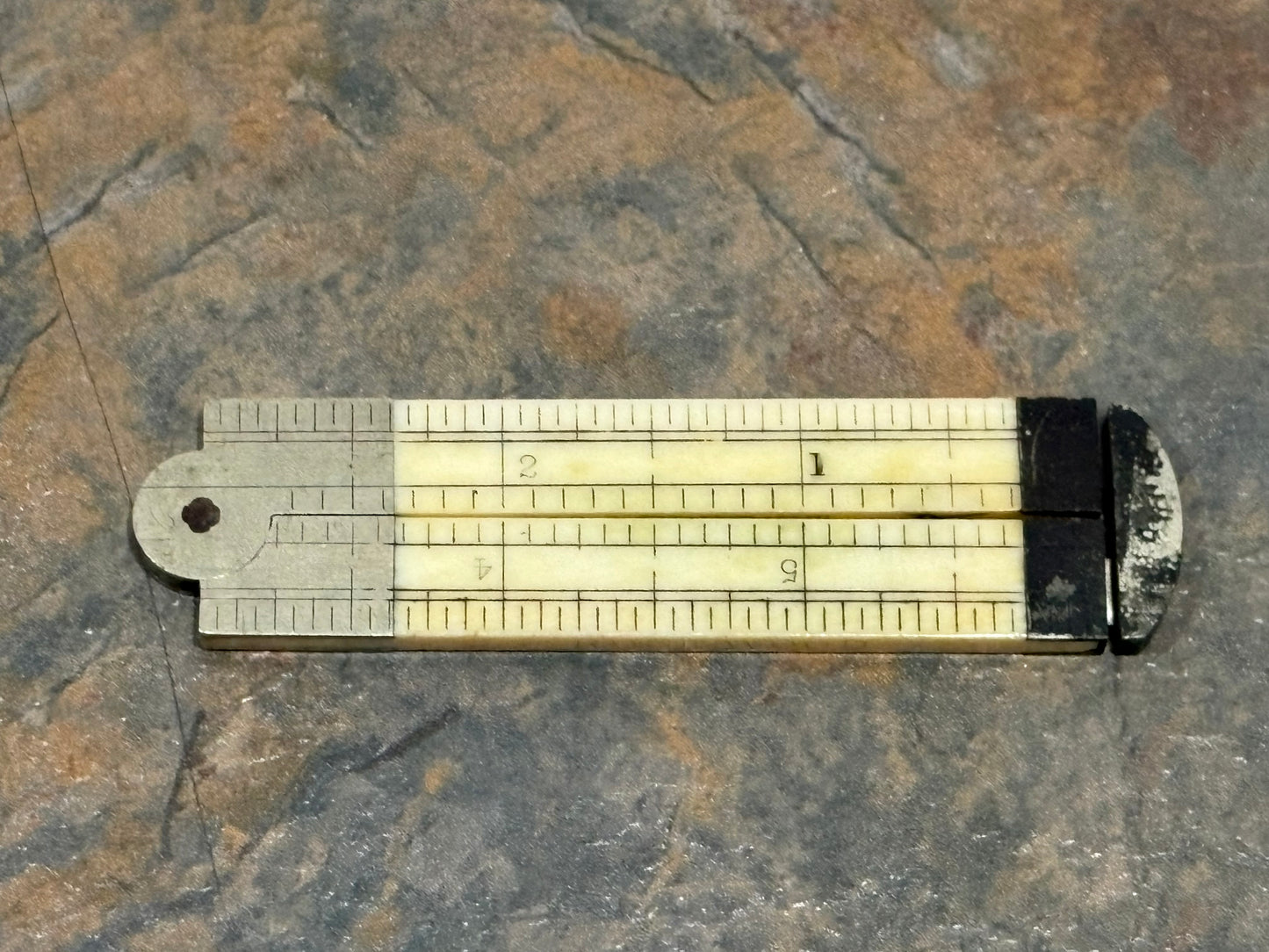 WILLARD HAWES & CO, NEW YORK,  IVORY 6" 2 FOLD RULE,MARKED CEDAR, ROSEWOOD, MAHOGANY