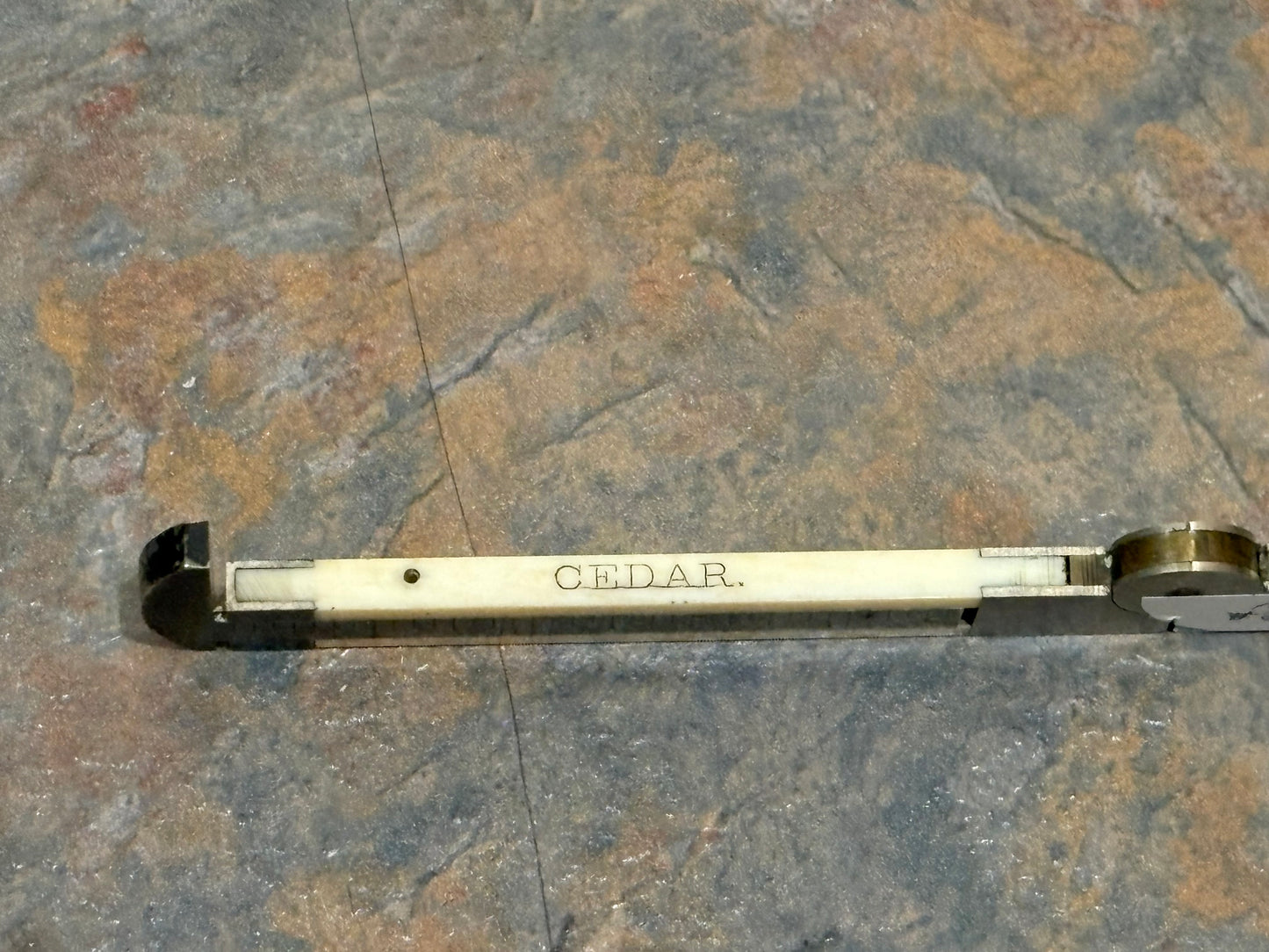 WILLARD HAWES & CO, NEW YORK,  IVORY 6" 2 FOLD RULE,MARKED CEDAR, ROSEWOOD, MAHOGANY