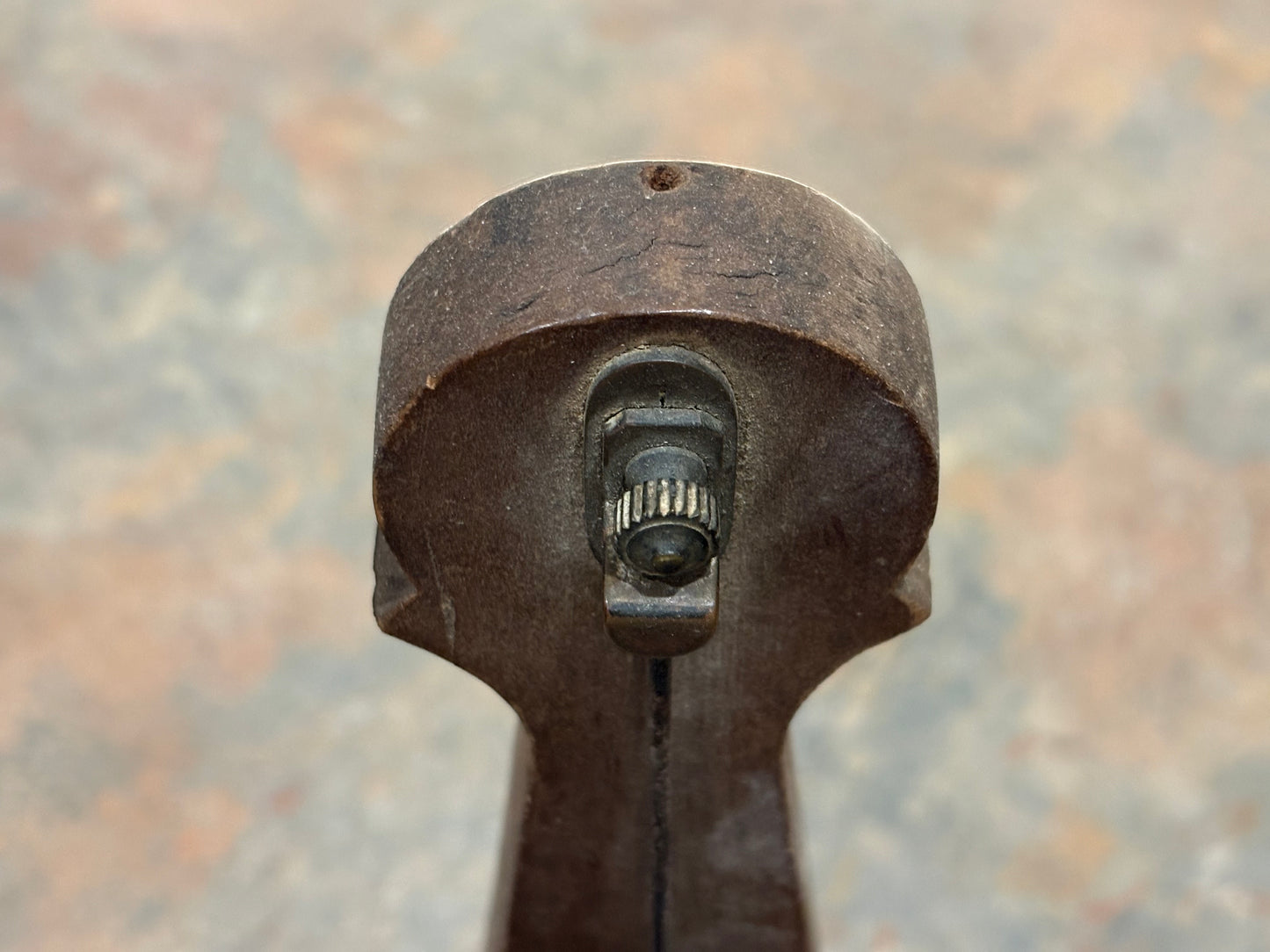 ANTIQUE INCLINOMETER / PENDULUM LEVEL, CA 19TH C., SWINGING ACORN FINIAL, UNIQUE