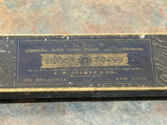 L.L. DAVIS 12" INCLINOMETER LEVEL " MINT " IOB WITH LABEL !! WITH FULL GOLD HIGHLIGHTS !!!