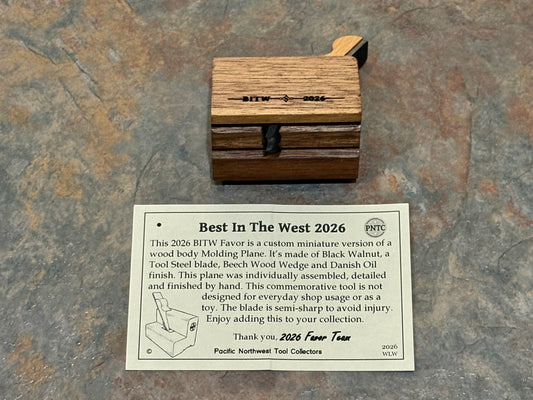 PNTC 2026 BITW COMMEMORATIVE FAVOR TOOL, BLACK WALNUT MOULDING PLANE