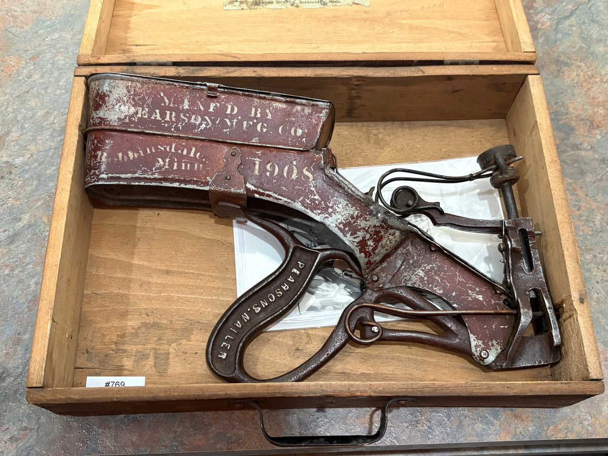 ANTIQUE PEARSON'S NAIL GUN IN " UNHEARD OF " ORIGINAL BOX WITH LABEL & INSTRUCTIONS !!!