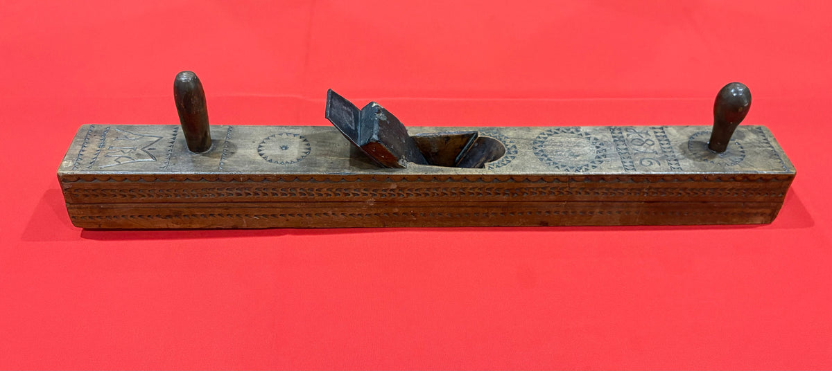 ANTIQUE LARGE 29" X 3" DATED 1816 CHIP CARVED EUROPEAN FORE PLANE